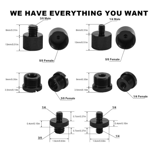 Professional 14Pcs Mic Stand Screw Adapters Heavy Duty Tool for 2