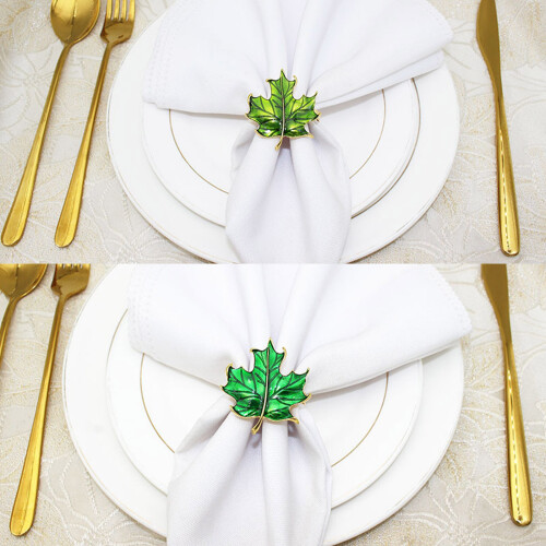 6-Pack Alloy Maple Leaf Napkin Rings 1