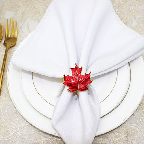 6-Pack Alloy Maple Leaf Napkin Rings 2