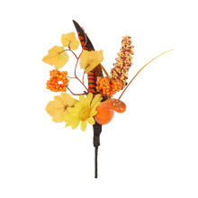 Halloween Artificial Flower Branch with Pumpkin Maple
