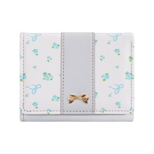 Trifold Cash Card Holder Bag Compact Wallet PU Leather-Blue