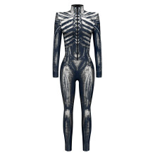 Tuta 3D da scheletro in poliestere per cosplay di Halloween.
