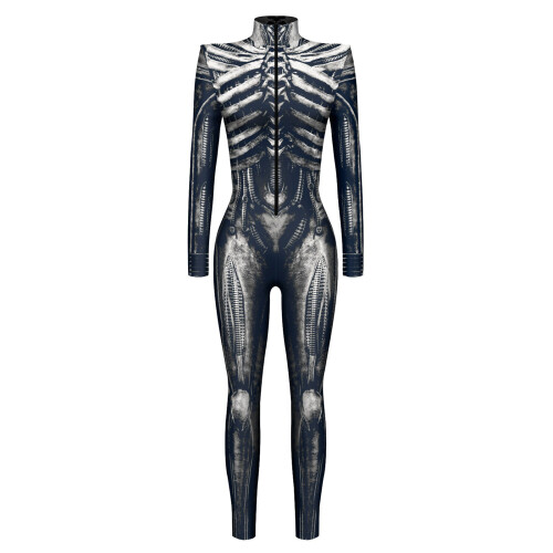 3D-skelett-bodysuit i polyester Halloween-kostym