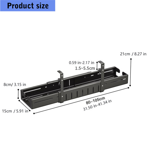 Support de gestion des fils sous le bureau, longueur réglable, 2