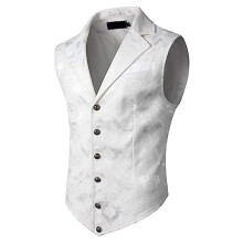 Viktorianische Gothic-Weste für Herren, ärmellose Jacke,-XL Weiß