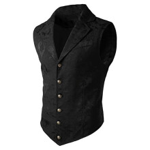 Herren-Anzugweste, Blumenmuster, Jacquard,-S Schwarz