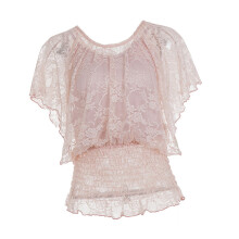 Summer T Shirt for Womens Peplum Tops Ruffle Short-Pink L