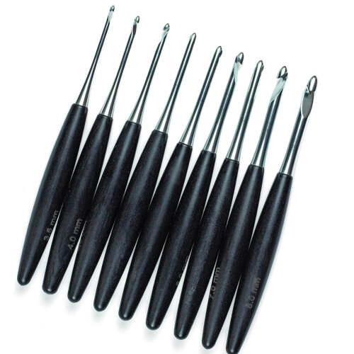 9-teilige Häkelnadel aus Aluminium mit ergonomischem Griff,