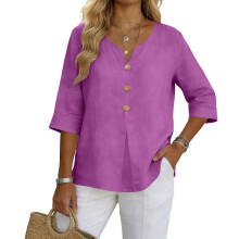 Clothes for Women Ladys Button Down Shirt Casual-Lavender XXL