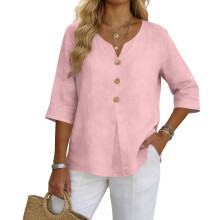 Clothes for Women Ladys Button Down Shirt Casual Loose-Pink M
