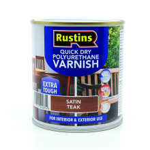 Rustins Quick Drying Polyurethane Varnish Satin Teak 1L