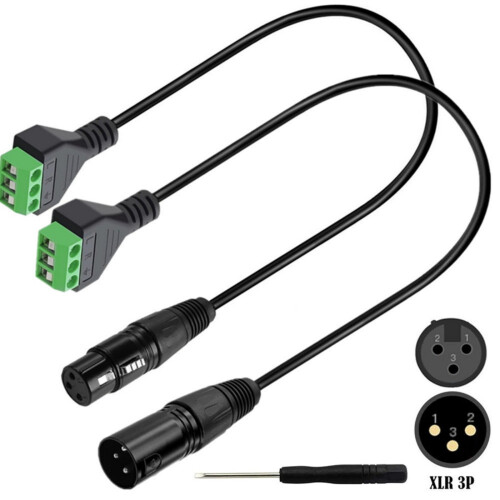 XLR Connector to 3 Pin Screw Terminal Cable Replacement-M ale 1