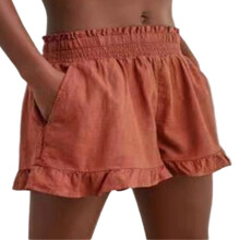 Womens Shorts Lightweight Casual Linen Blend Wide-brick red M