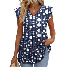 Women's Blouses, with Ruffle Sleeves, Spring-Sky Blue XXL