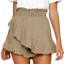 Skorts Skirts for Women Fashion Wrap Skirt Flowy Shorts-Khaki M
