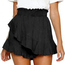 Skorts Skirts for Women Fashion Wrap Skirt Flowy Shorts-Black S