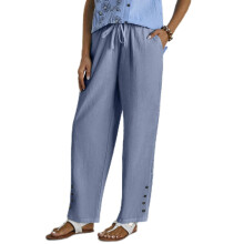 Womens Hollow Out Pants Drawstring Elastic Waist-light blue S