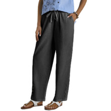 Womens Hollow Out Pants Drawstring Elastic Waist-Dark Grey L
