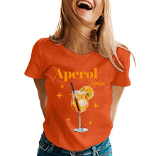 Women's Prom T-shirt Cocktail Print Lightweight Top-Orange M