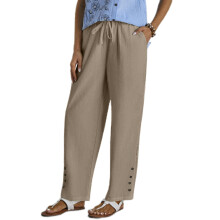 Womens Hollow Out Pants Drawstring Elastic Waist Casual-Khaki M