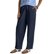 Womens Hollow Out Pants Drawstring Elastic Waist-Navy Blue S