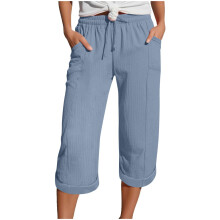 Women's Pants, Casual Drawstring Elastic -Light Blue XL