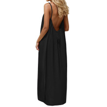 Women's Strap Backless Loose-fitting Resort Long Dress-1 XXXXL