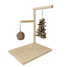 Small Pet Chewing Toy Natural Wood Hanging Toy And Edible Grass