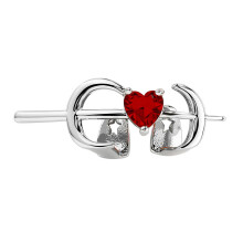 Unique Dental Grills Hollow Heart Shape Copper Body-Silver Red