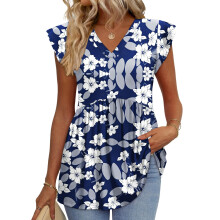 Women's Blouses, with Ruffle Sleeves, Spring Elegant-Blue S
