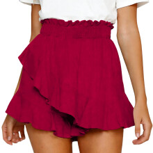 Skorts Skirts for Women Fashion Wrap Skirt Flowy-wine red L