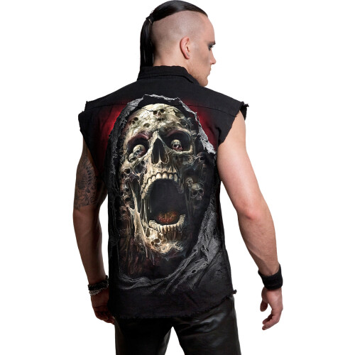 Spiral - SCREAMING DEATH - Sleeveless Stone Washed Worker Black 1