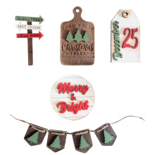 Wooden Christmas Tiered Tray Decoration Set