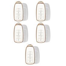 5Pcs Tpu Key Fob Holder Cases White Dirtproof Car Key Protectors