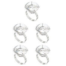 5Pcs White Glass Alloy Elegant Fake Engagement Ring Ornaments
