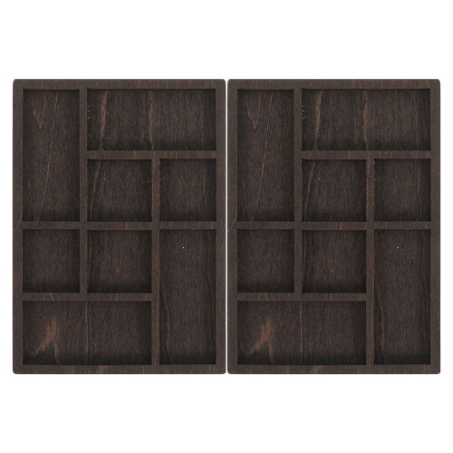 2Pcs Small Wood Display Stand Coffee Finish for Rock Collections