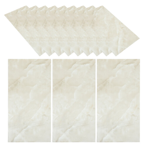 12Pcs Wear-Resistant Pet Tile Decals Light Yellow for Bathroom Kitchen