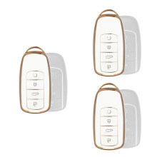 3Pcs White Tpu Car Key Holder Splashproof Key Fob Cover Protector
