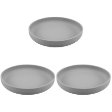 3Pcs Silicone Suction Food Plates Grey Nonspill Nonskid for Elderly