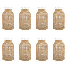 8Pcs Light Brown Glass Floral Vases Household Decor