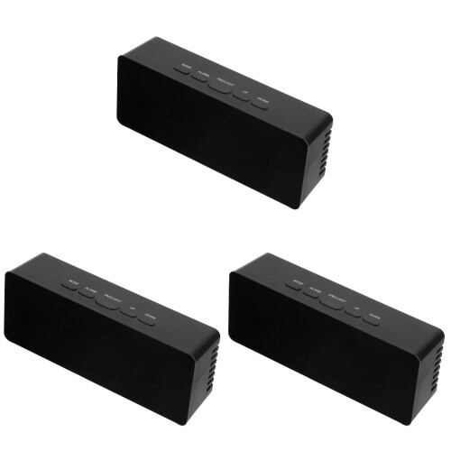 3Pcs Large Display LED Digital Alarm Clocks Black ABS Table Clock