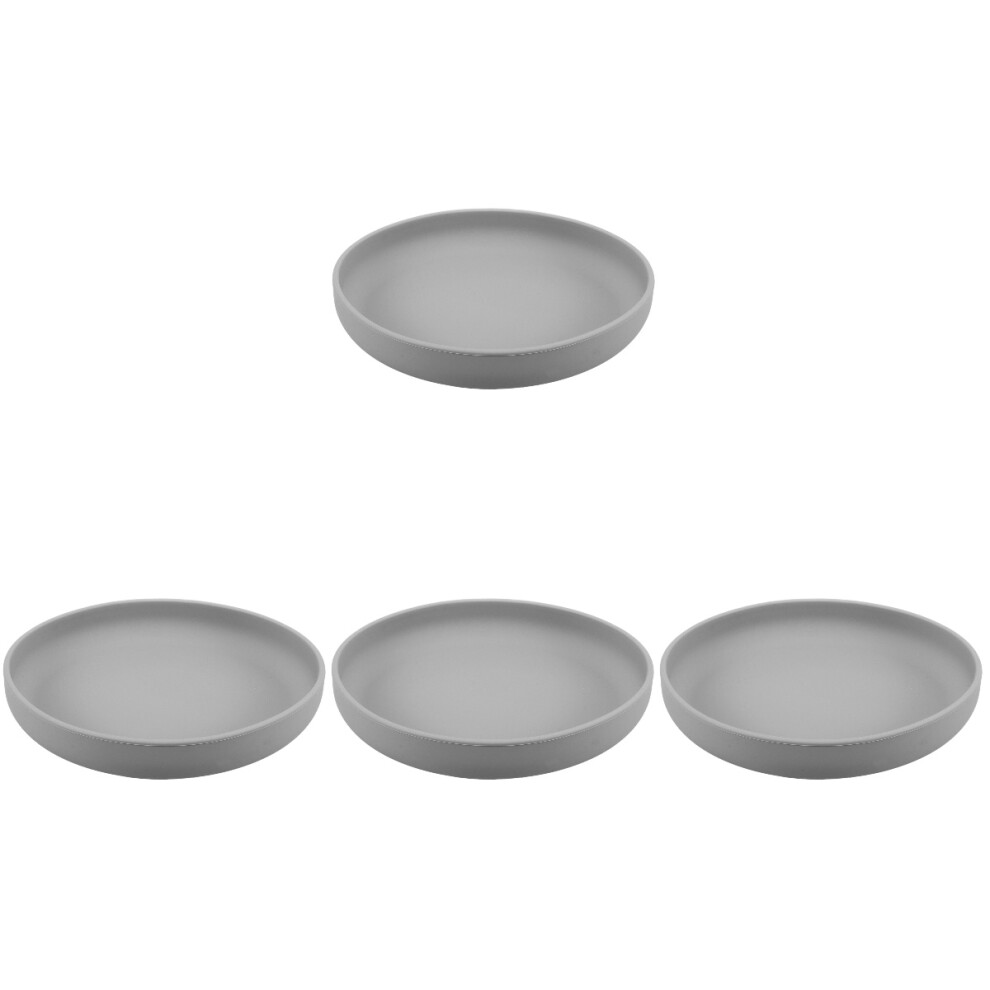 Happyyami Grey 4Pcs Silicone Elderly Feeding Plates Nonskid Suction Cups