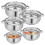 5Pcs Steel Cookware Set Silver Nonstick Pots and Pans for Home Kitchen 1