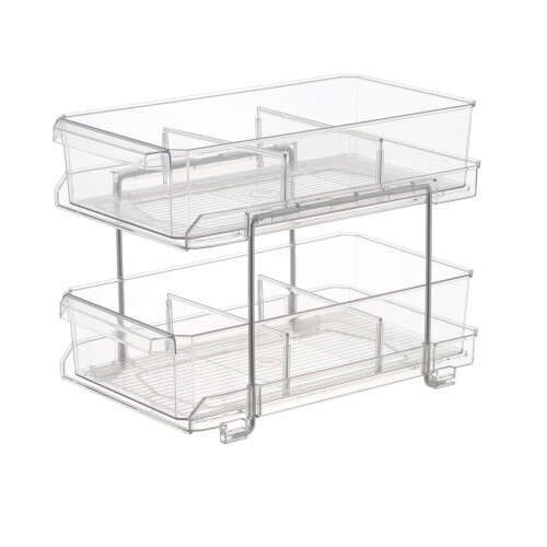 2-Tier Slide-Out Acrylic Drawer Organizer with Movable