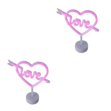 2Pcs Multi Color LED Heart Neon Lamps Decorative Tabletop Night Light