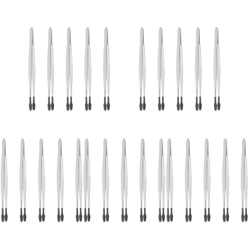 25St Multifunctioneel Staal Pincet Set Met Rubber Tips