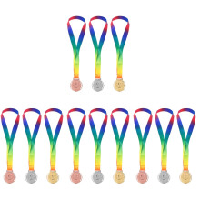 12Pcs Reliable Metal Race Medals with Ribbon Assorted Color