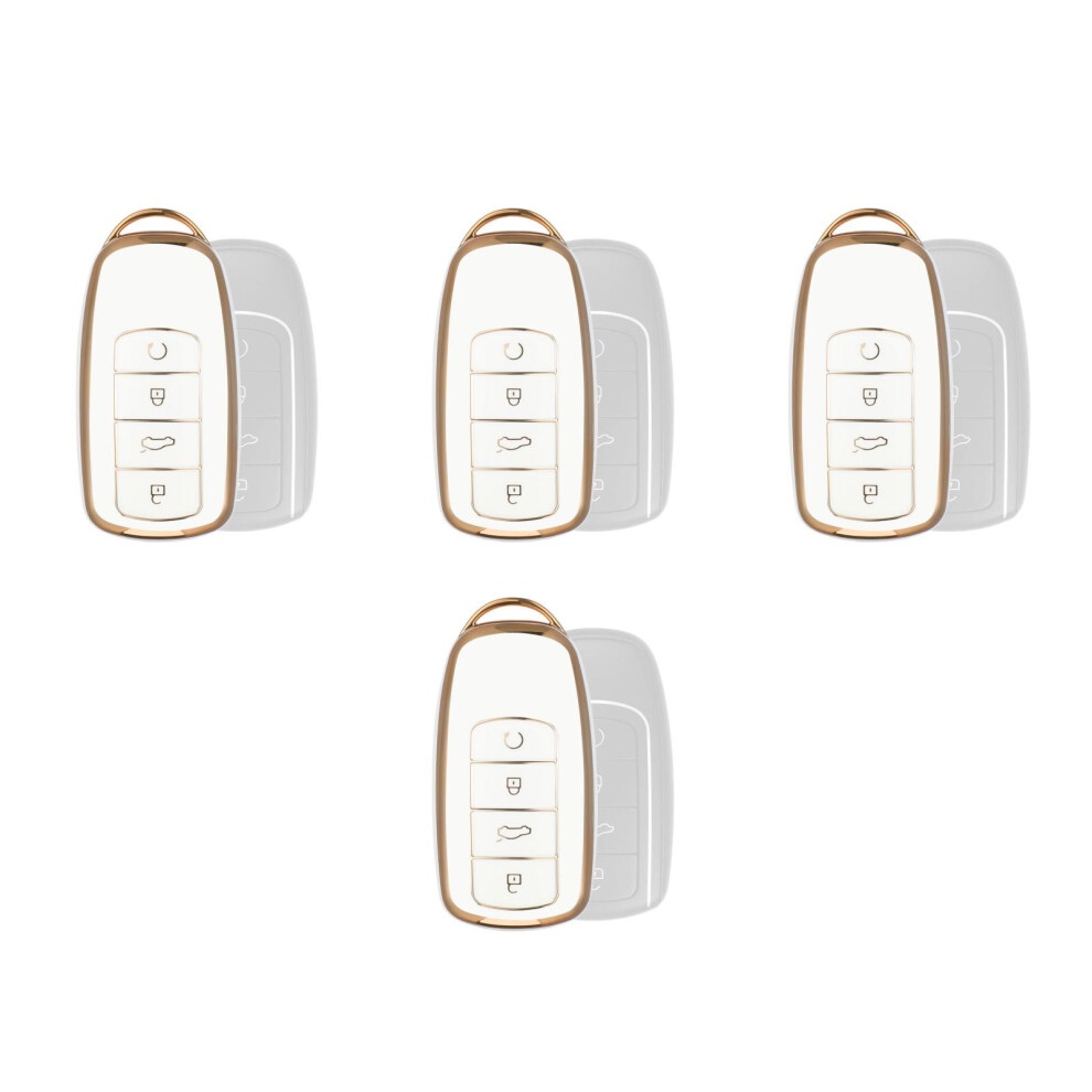 4Pcs Tpu Key Cover For Car Key Fob Soft Durable Protection White 3753923831929
