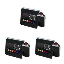3Pcs LED Projection Clock with Snooze Function for Home Use Black
