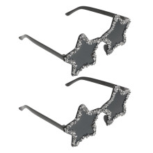 2Pcs Multicolor Star Shape Sunglasses Rimless Plastic Party Eyewear